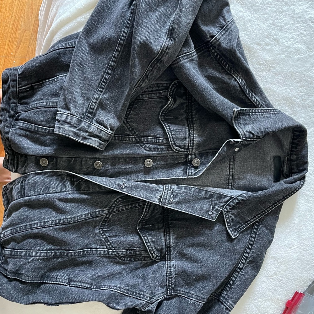 Oversized black denim jacket